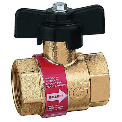 Ballstop ball caleffi 3/4 327500, valve with built-in check valve for heating systems, with butterfly handle.